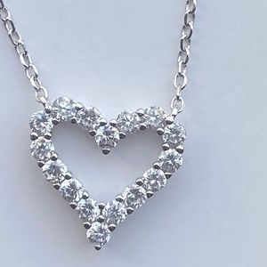 Heart Pendant Necklace Sterling Silver Cubic Zirconia New